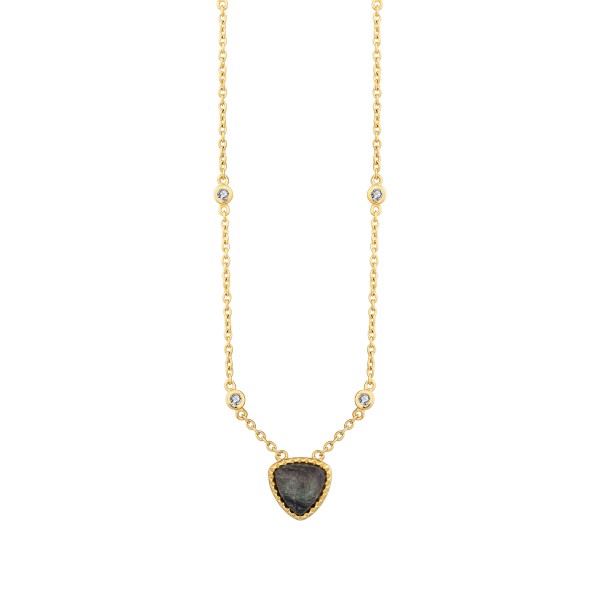 cai Collier Ankerkette 925/- Sterling Silber vergoldet 42+3cm Labradorit