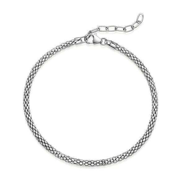 Armband 925 Silber rhodiniert Himbeerkette 925/- Sterling Silber rhodiniert 18cm Zirkonia