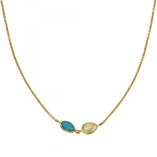 Collier mit Anhänger 925/- Sterling Silber vergoldet 47cm Türkis rek.