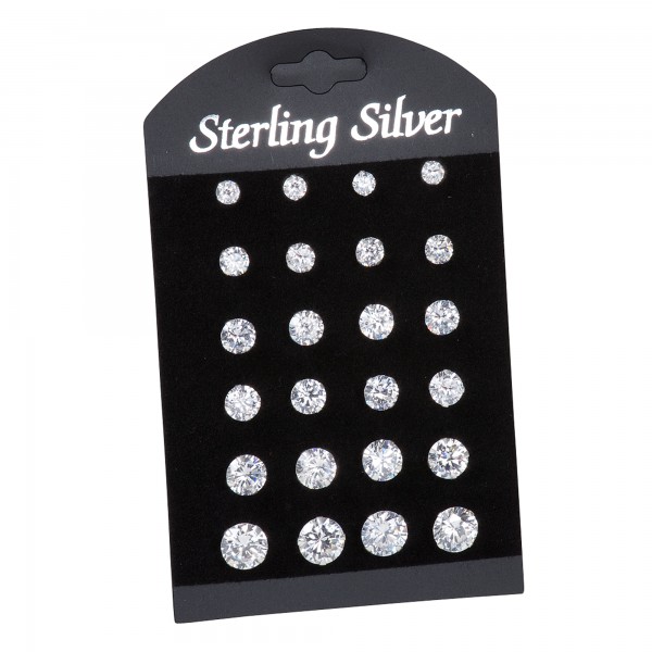 Ohrstecker 925/- Sterling Silber rhodiniert 0,8cm Zirkonia