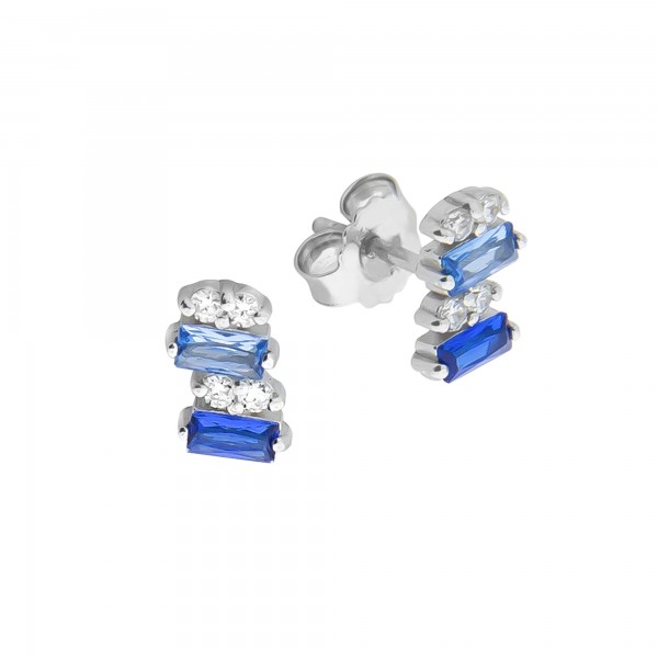 Ohrringe 925/- Sterling Silber rhodiniert 0,8cm Zirkonia