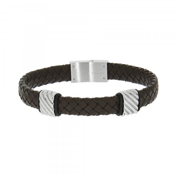 Armband Lederband Edelstahl 21,5cm