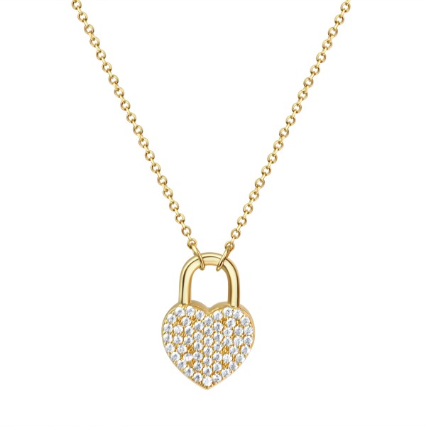 Anhänger mit Kette Ankerkette 925/- Sterling Silber vergoldet 42+3cm Zirkonia