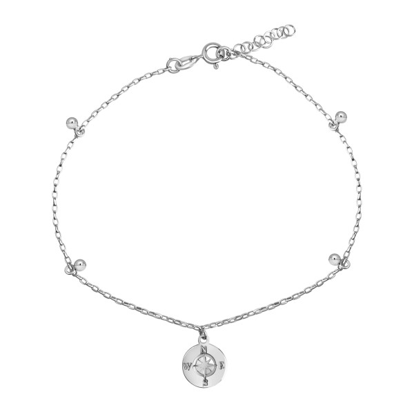 Fusskette Ankerkette 925/- Sterling Silber Rhodiniert 23+2cm