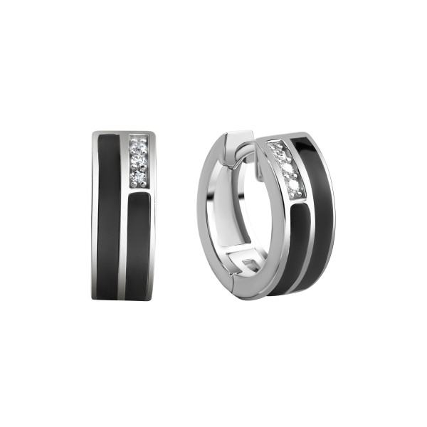 Klappcreolen 925/- Sterling Silber rhodiniert 1,5cm Zirkonia